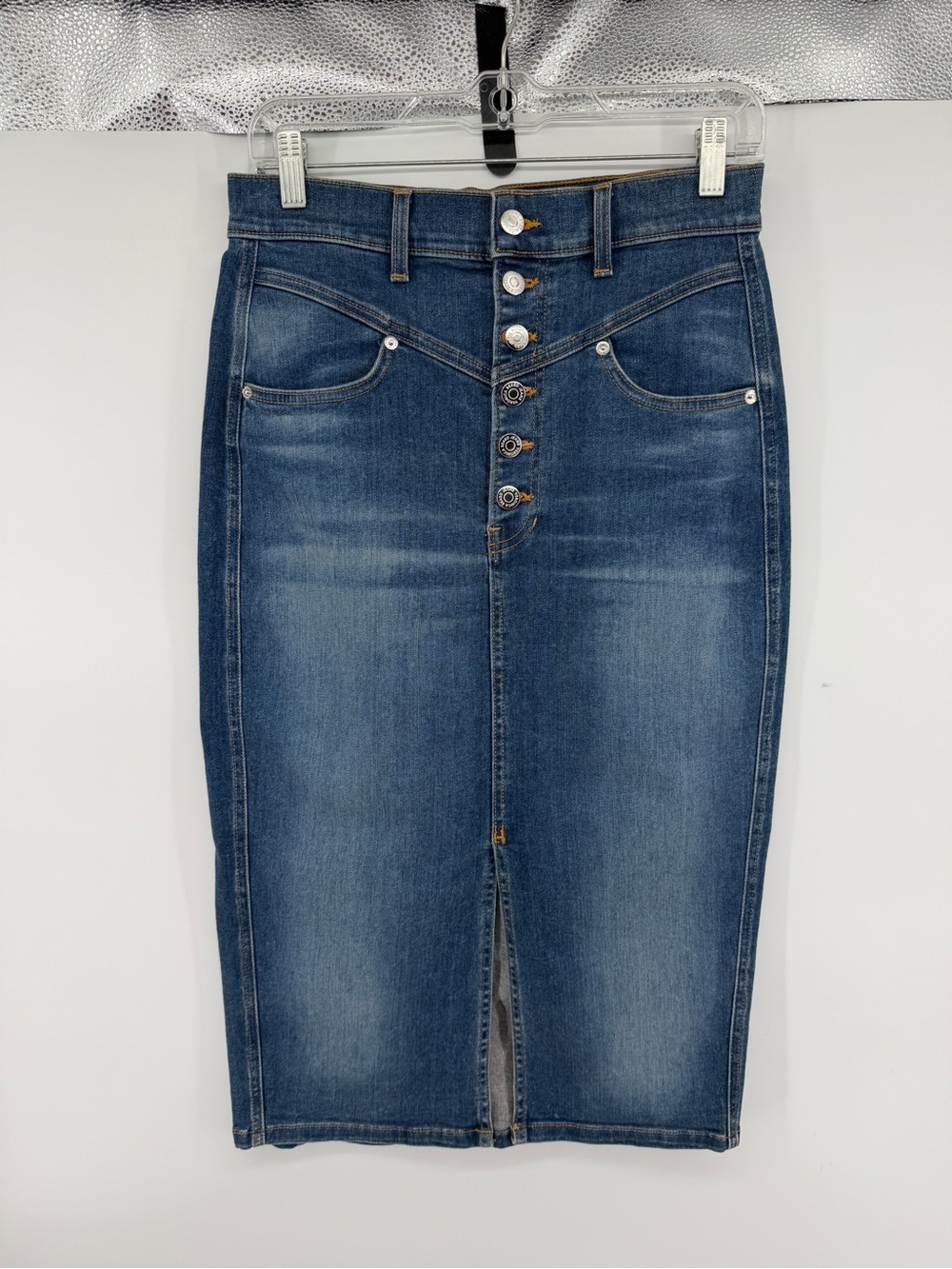 Veronica Beard Westerncore Coastal Cowgirl Quiet LuxuryDenim MidiPencilSkirt Sz6